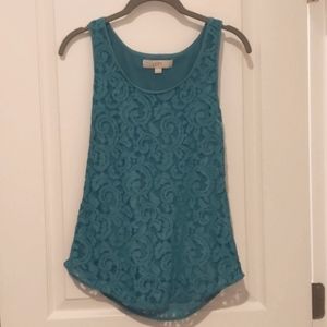 Loft Teal Lace Tank Top